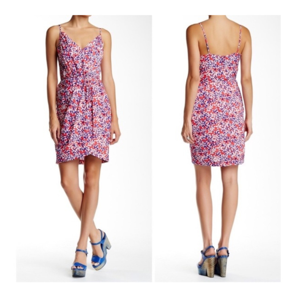 Yumi Kim Jayne Silk Floral Hot Pink Tulip Mini Dress Size Small
